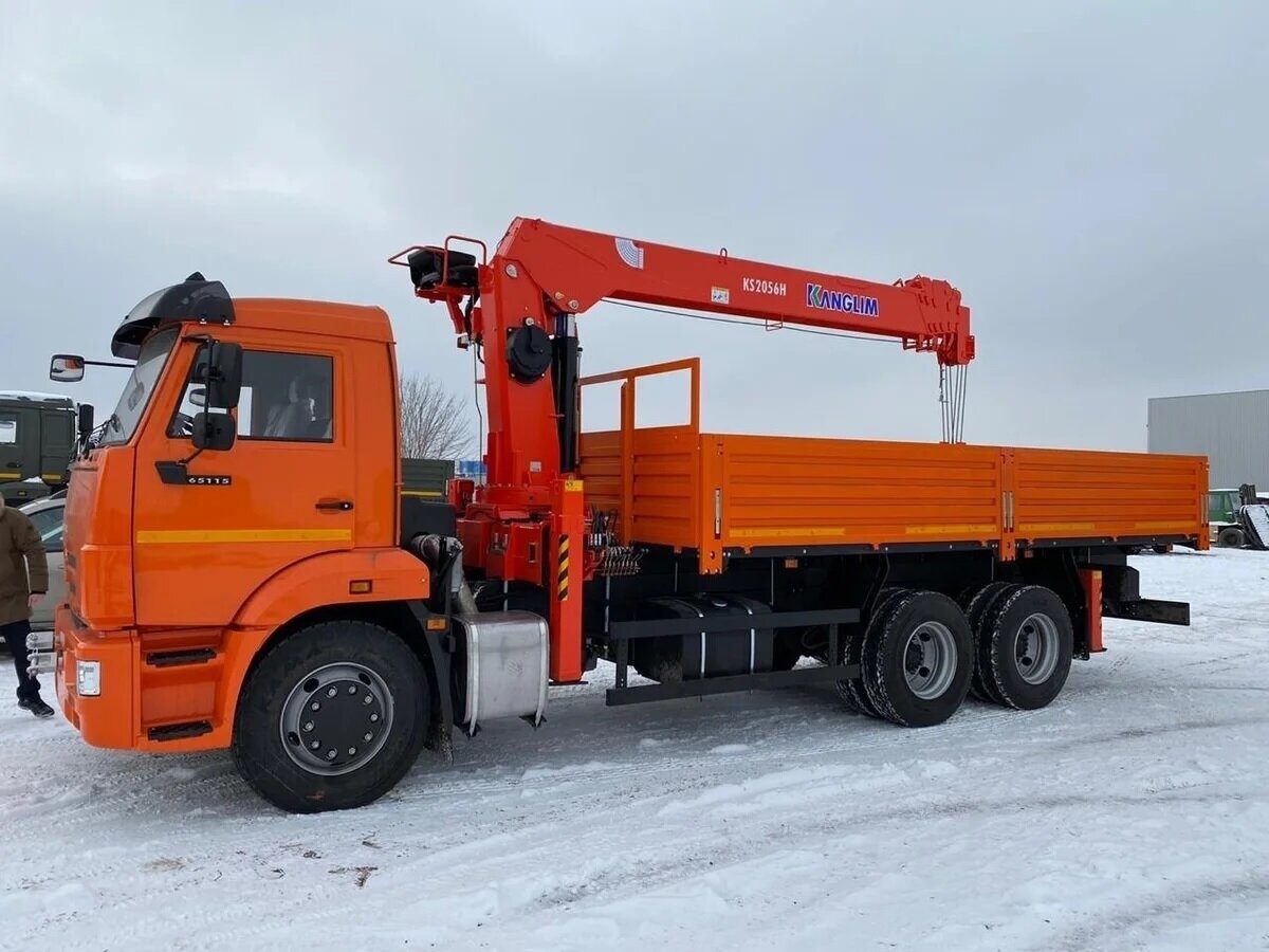 Бортовой КАМАЗ-65115 с КМУ Kanglim KS2056H